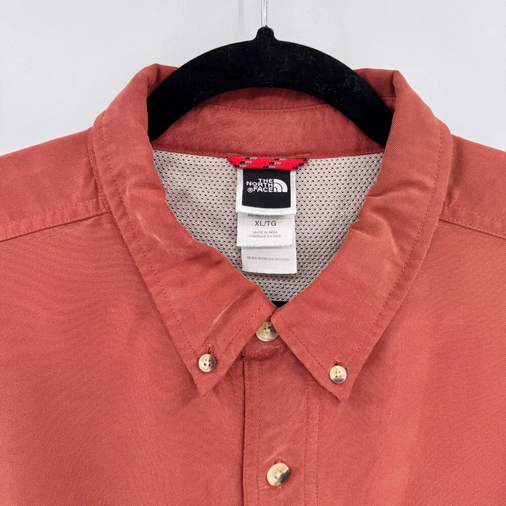 THE NORTH FACE Orange Red Long Sleeve Oversized Y2K Button Down Shirt Size XL